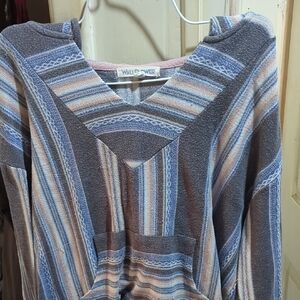 Wallflower Striped Hoodie - Blue, Pink, Gray